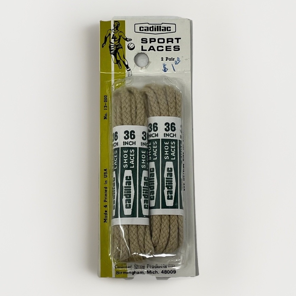 Vtg Cadillac Sport Laces 36 Inches Beige Tan Made In The USA Deadstock New Pkg